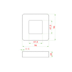 Kryt príruby 96x96mm, brúsená nerez AISI304 Kryt príruby 96x96mm, brúsená nerez AISI304